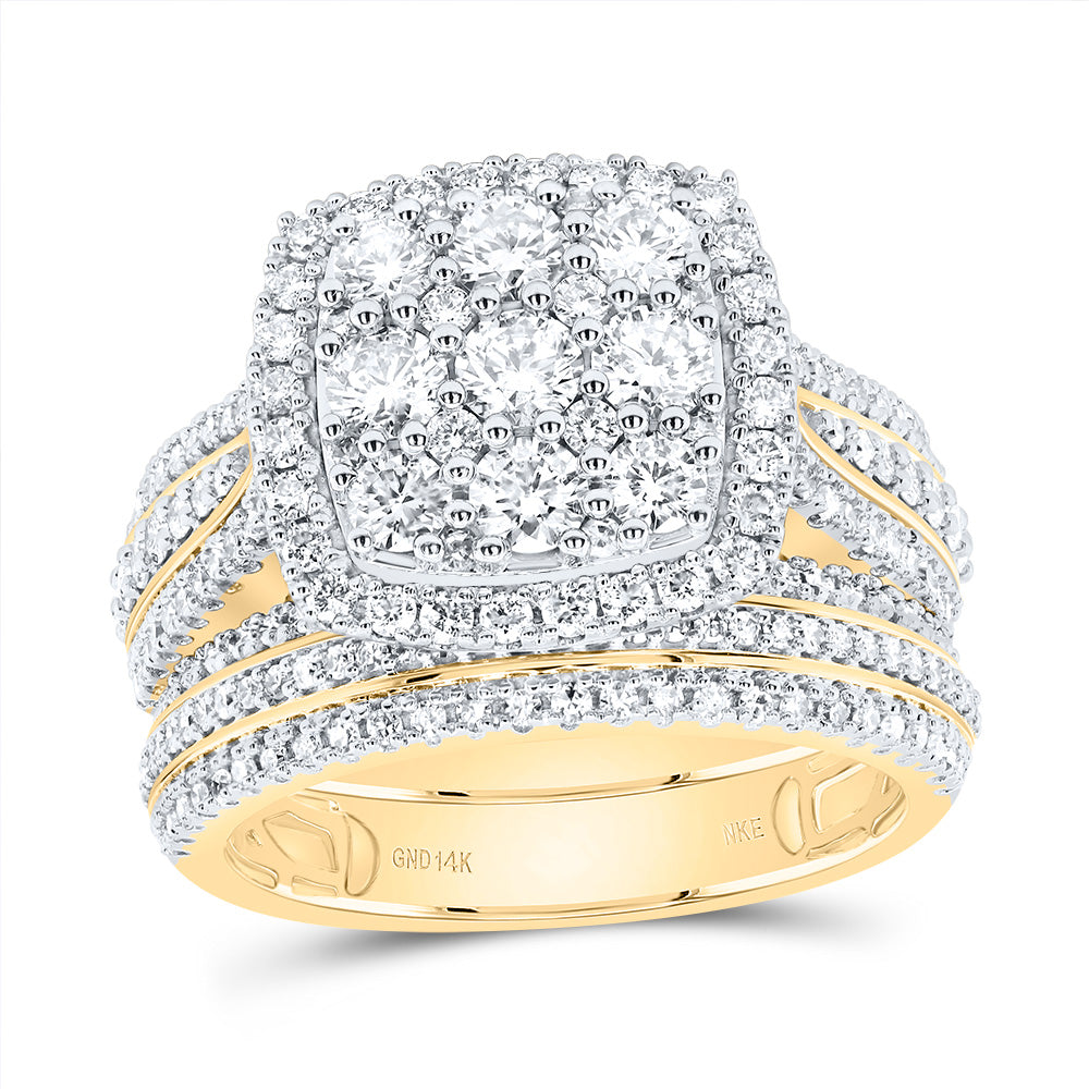 1 7/8Ctw-Dia Nke Cushion Single Halo Bridal Set  (10.27 grams)