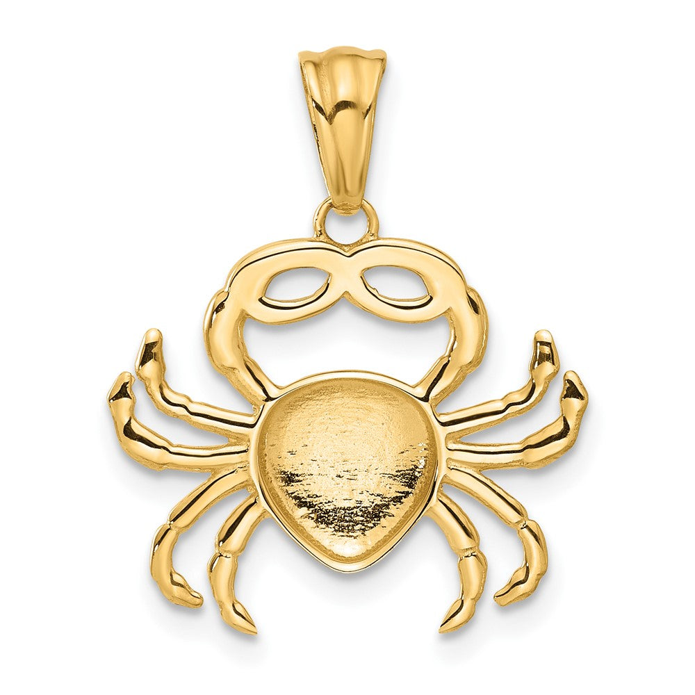 14k Yellow & Rhodium 20.5 mm  Polished and Diamond Cut Crab Pendant (1.87 grams)