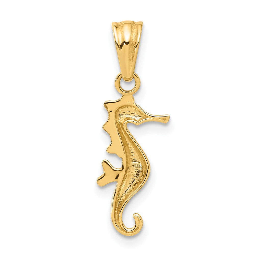 14k Yellow & Rhodium 8.3 mm  Polished and Diamond Cut Seahorse Pendant (0.76 grams)