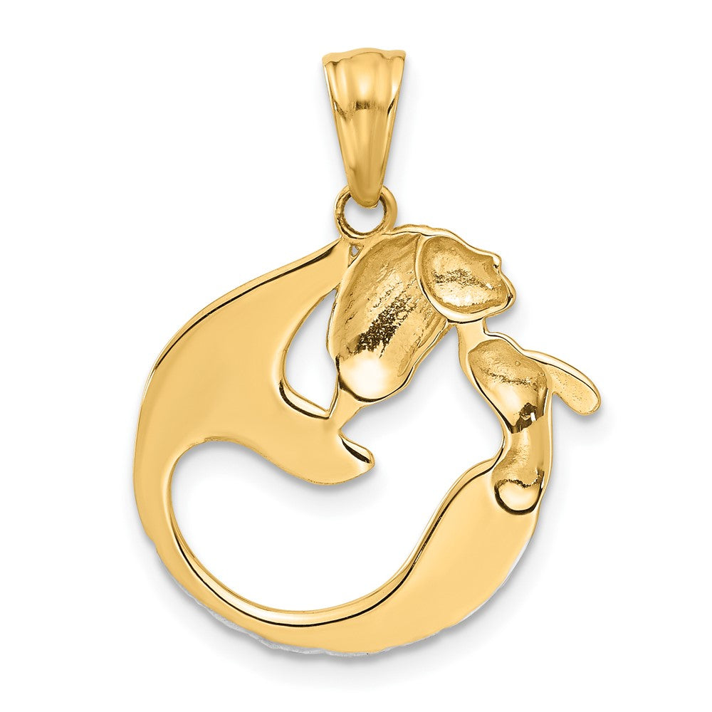 14k Yellow & Rhodium 20.5 mm  Diamond Cut Mermaid Pendant (2.94 grams)