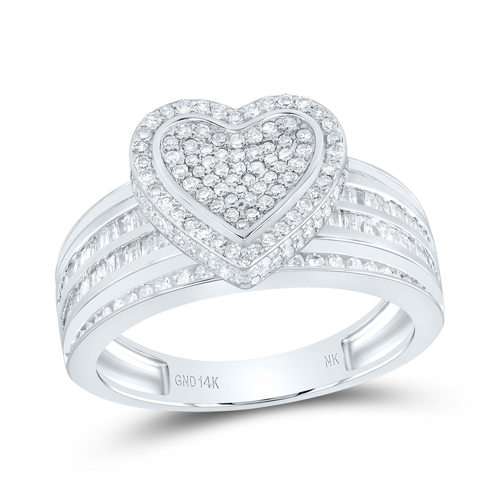1 1/3Ctw- Nat Dia Nk Fashion Heart Ring (6.99 grams)
