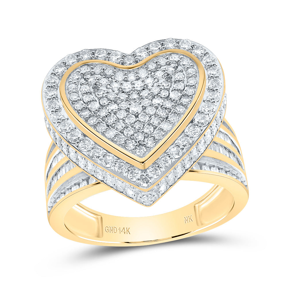 1 7/8Ctw-Nat Dia Nk Fashion Heart Ring (8.84 grams)