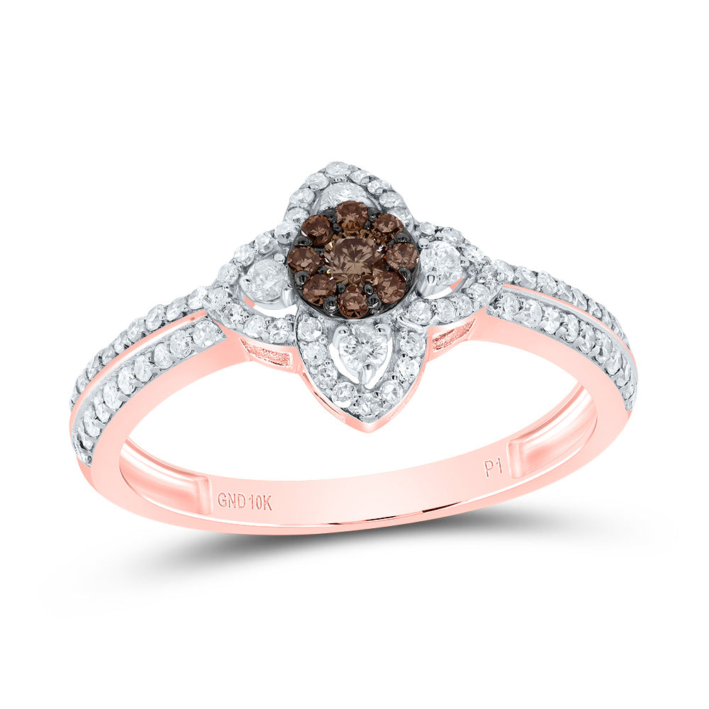 1/2Ctw-Dia P1 Gift Cognac Natural Flower Ring (2.1 grams)