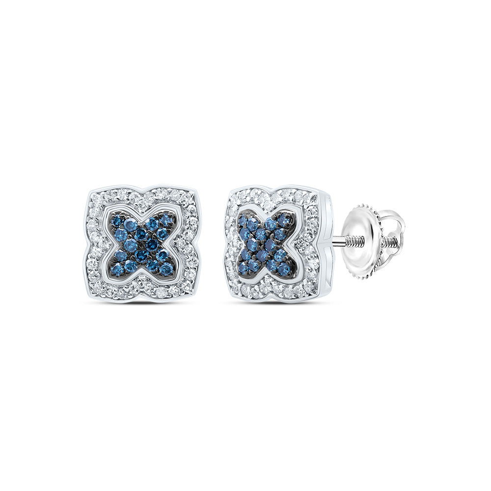 1/3Ctw-Dia P1 Gift Blue Diamond Clover Stud Earring