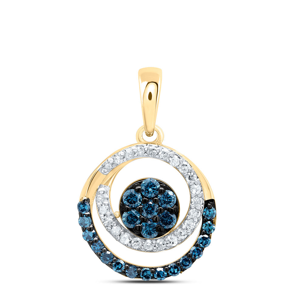 1/3Ctw-Dia P1 Gift Blue Diamond Round Pendant (0.979 grams)