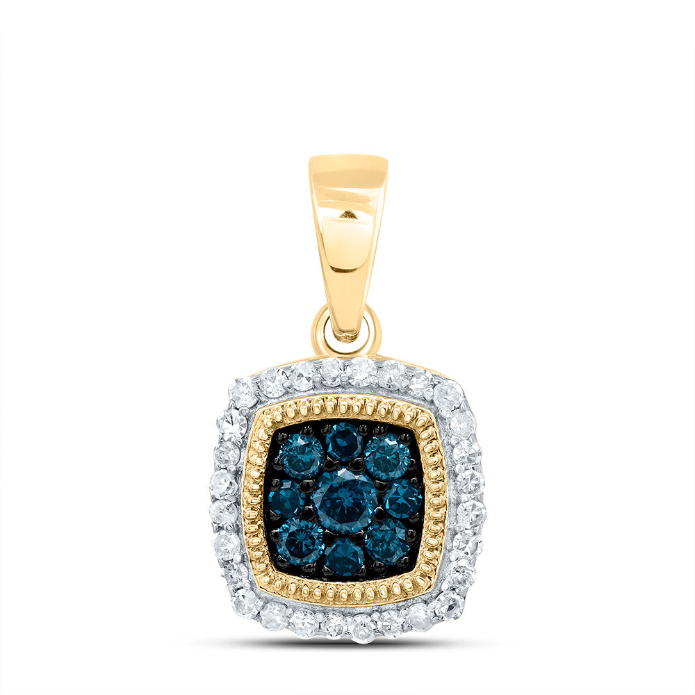 1/4Ctw-Dia P1 Gift Blue Diamond Cushion Pendant (0.9948 grams)