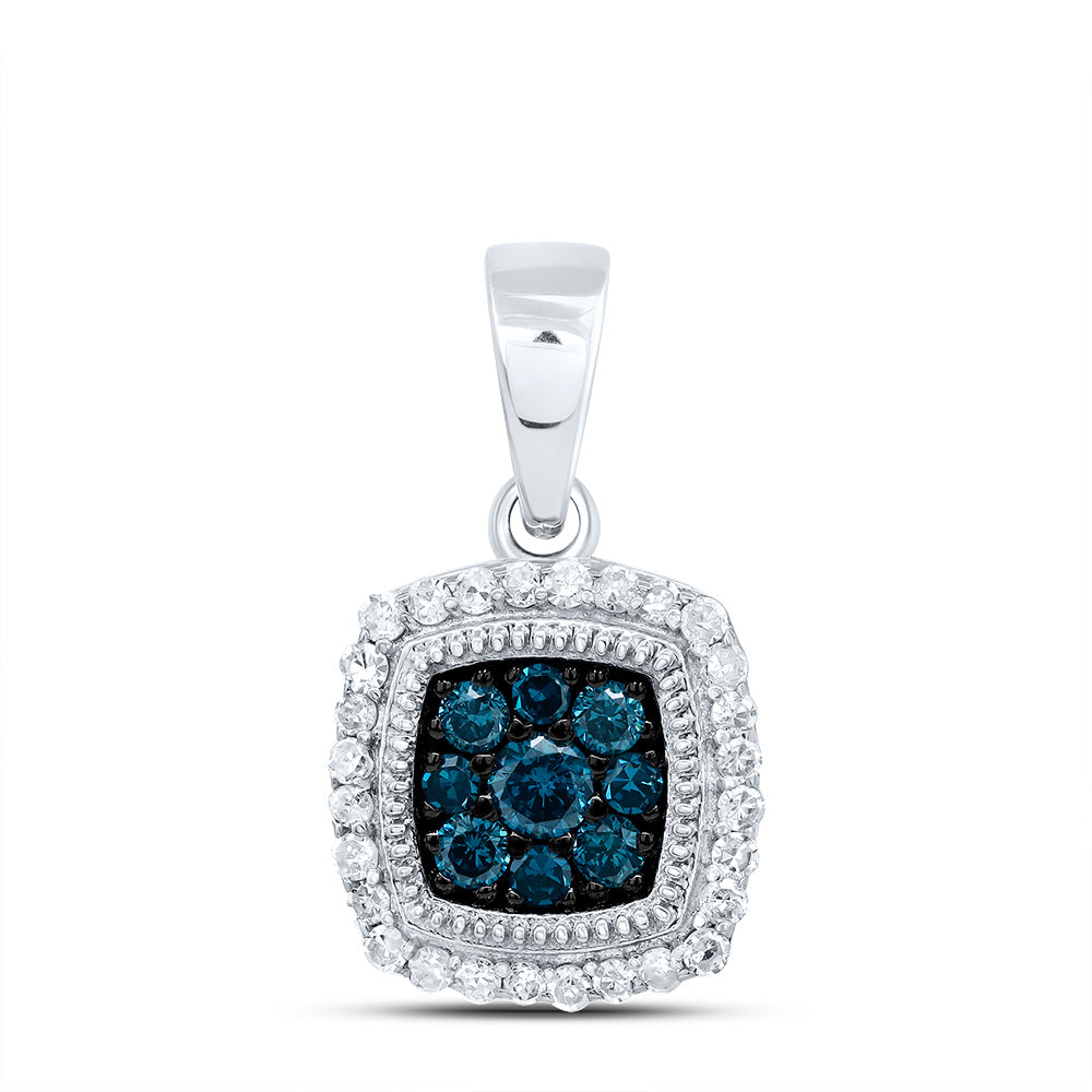 1/4Ctw-Dia P1 Gift Blue Diamond Cushion Pendant (0.9948 grams)