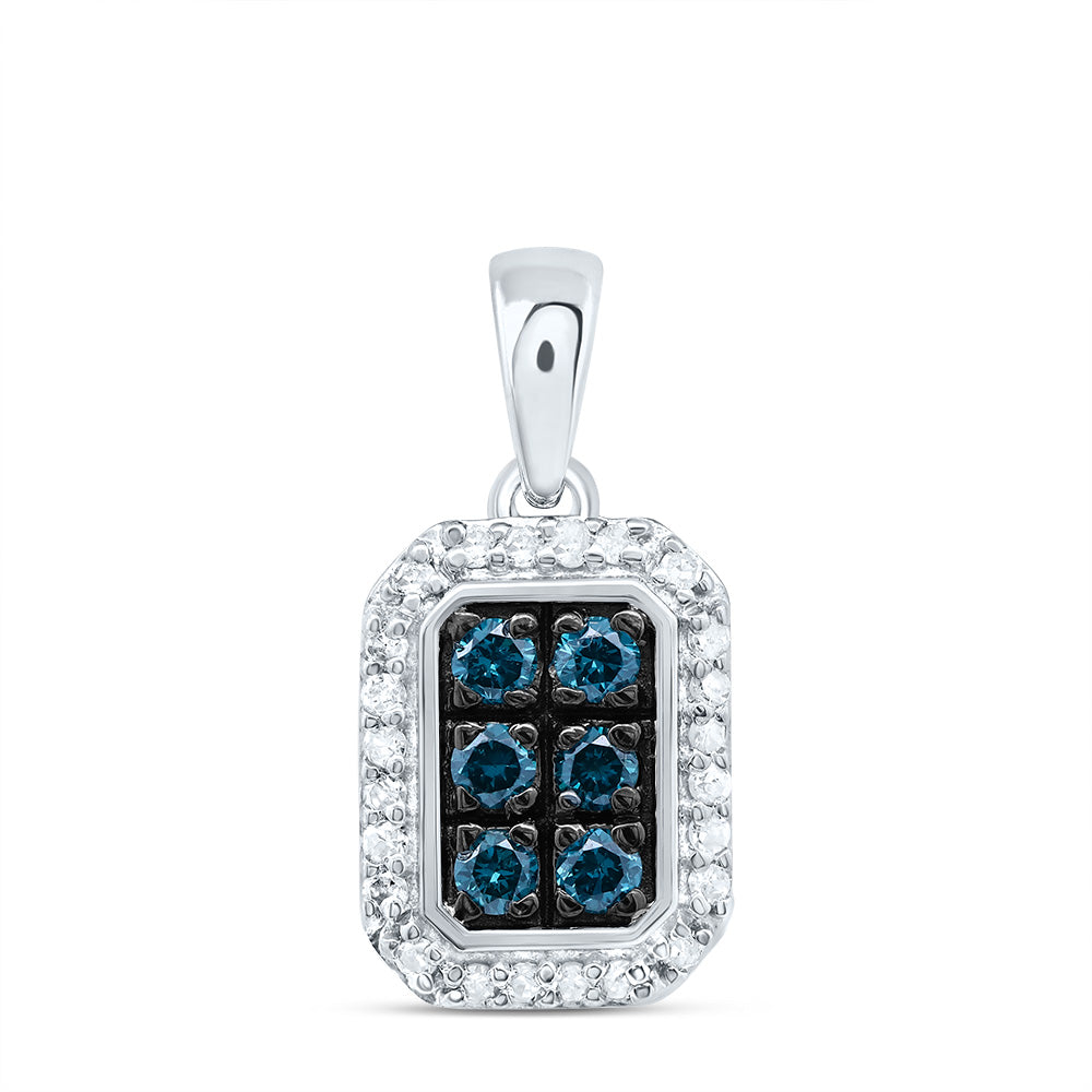 1/4Ctw-Dia P1 Gift Blue Diamond Emerlad Pendant (1.0012 grams)
