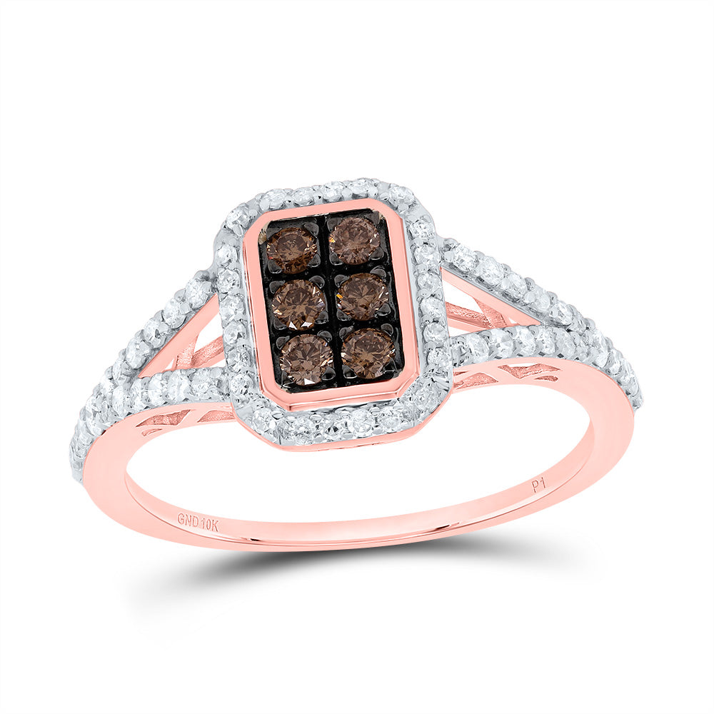 1/2Ctw-Diamond Gift Cognac Natural Emerald Ring (2.1 grams)