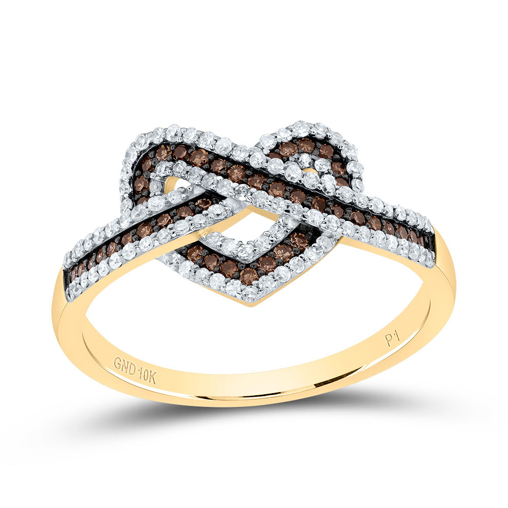 1/2Ctw-Nat Dia P1 Gift Cognac Natural Heart Ring (2.29 grams)