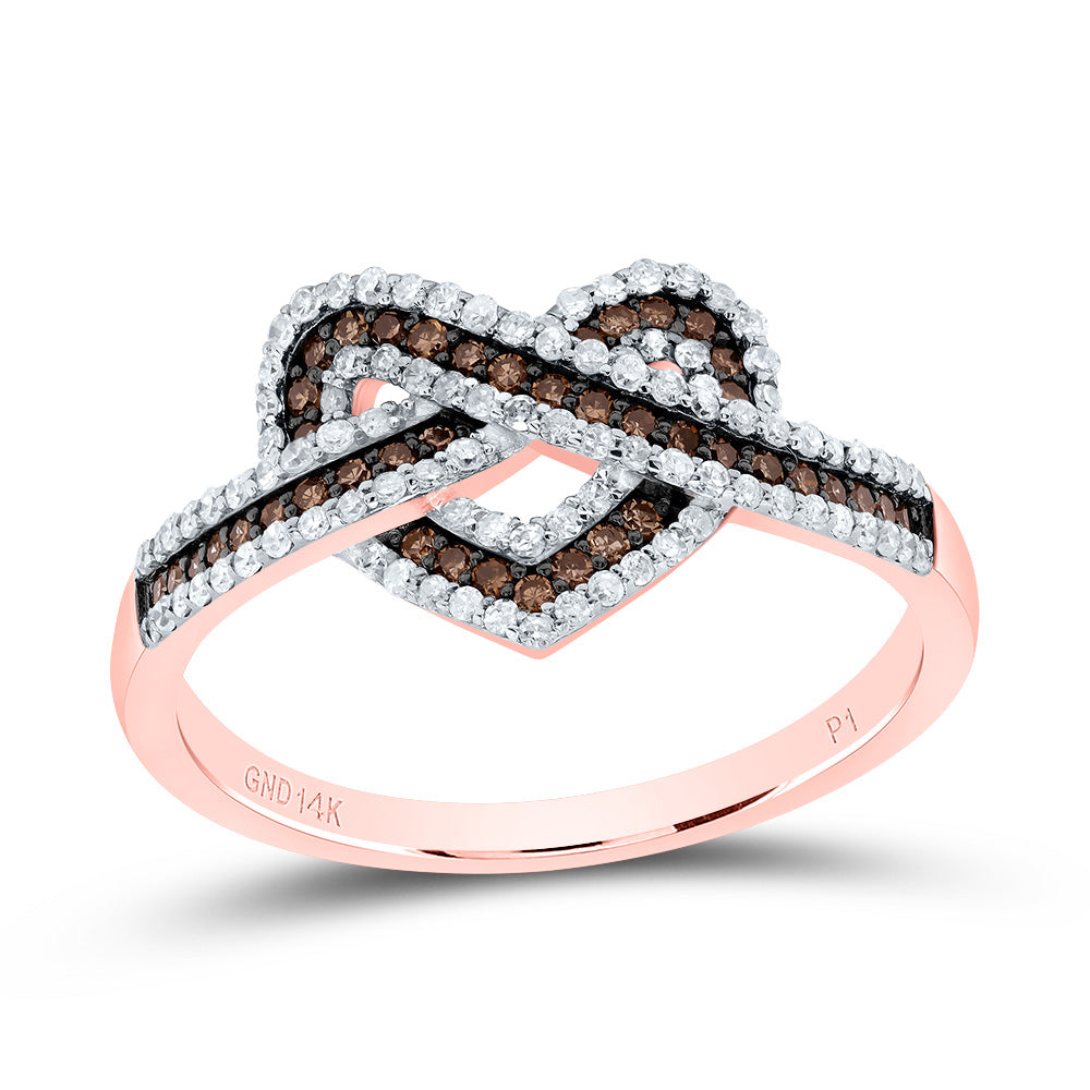 1/2Ctw-Nat Dia P1 Gift Cognac Natural Heart Ring (2.49 grams)
