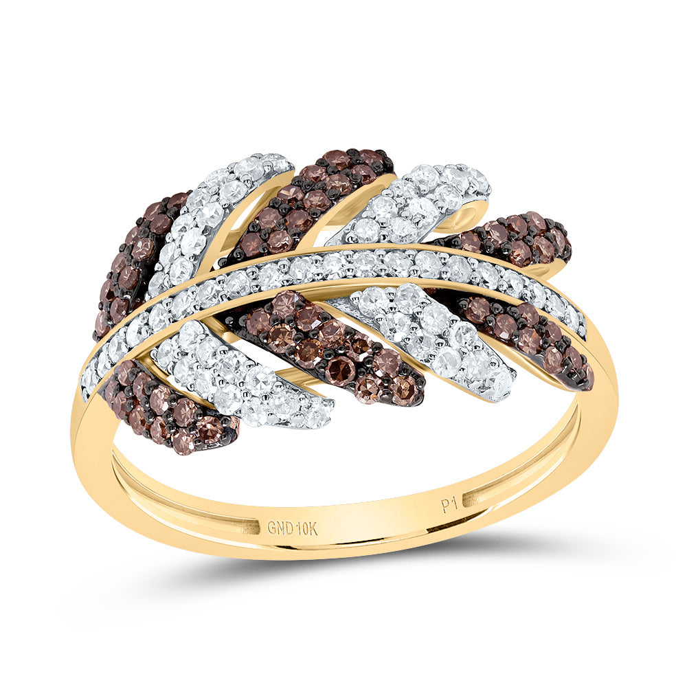 3/4Ctw-Dia P1 Gift Cognac Natural Leaf Ring (2.44 grams)