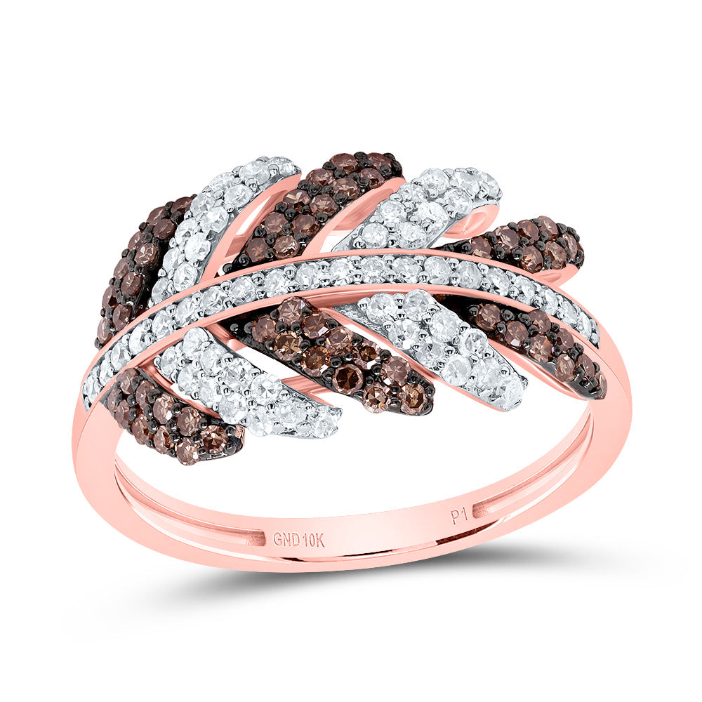 3/4Ctw-Dia P1 Gift Cognac Natural Leaf Ring (2.6 grams)