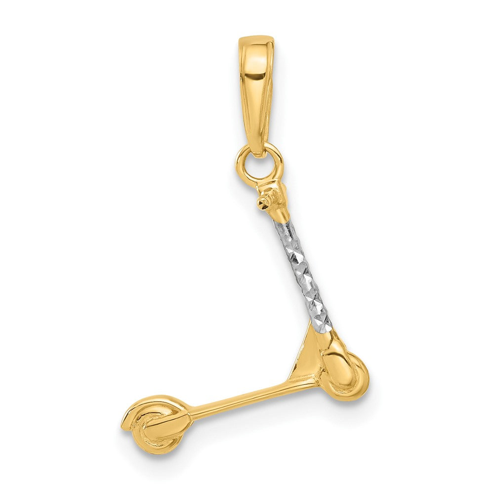 14k Yellow & Rhodium 14.3 mm  D/C 3D Scooter Pendant (0.7 grams)