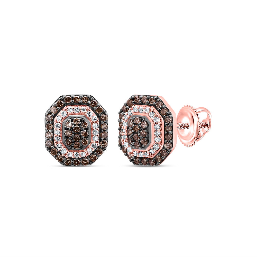 1/3Ctw-Dia Nk Octagon Cognac Natural Stud Earring