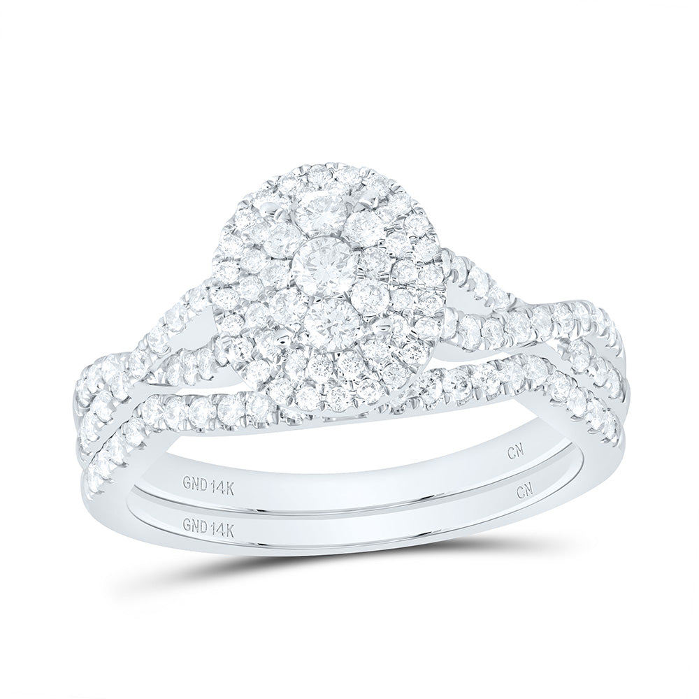7/8Ctw-Dia Cn Oval Single Halo Bridal Set  (4.89 grams)