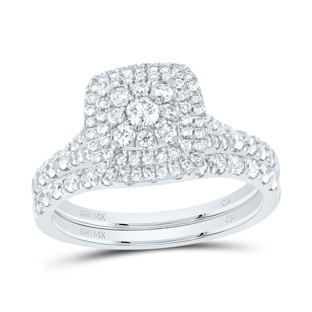 1Ctw-Dia Cn Cushion Single Halo Bridal Set  (4.81 grams)