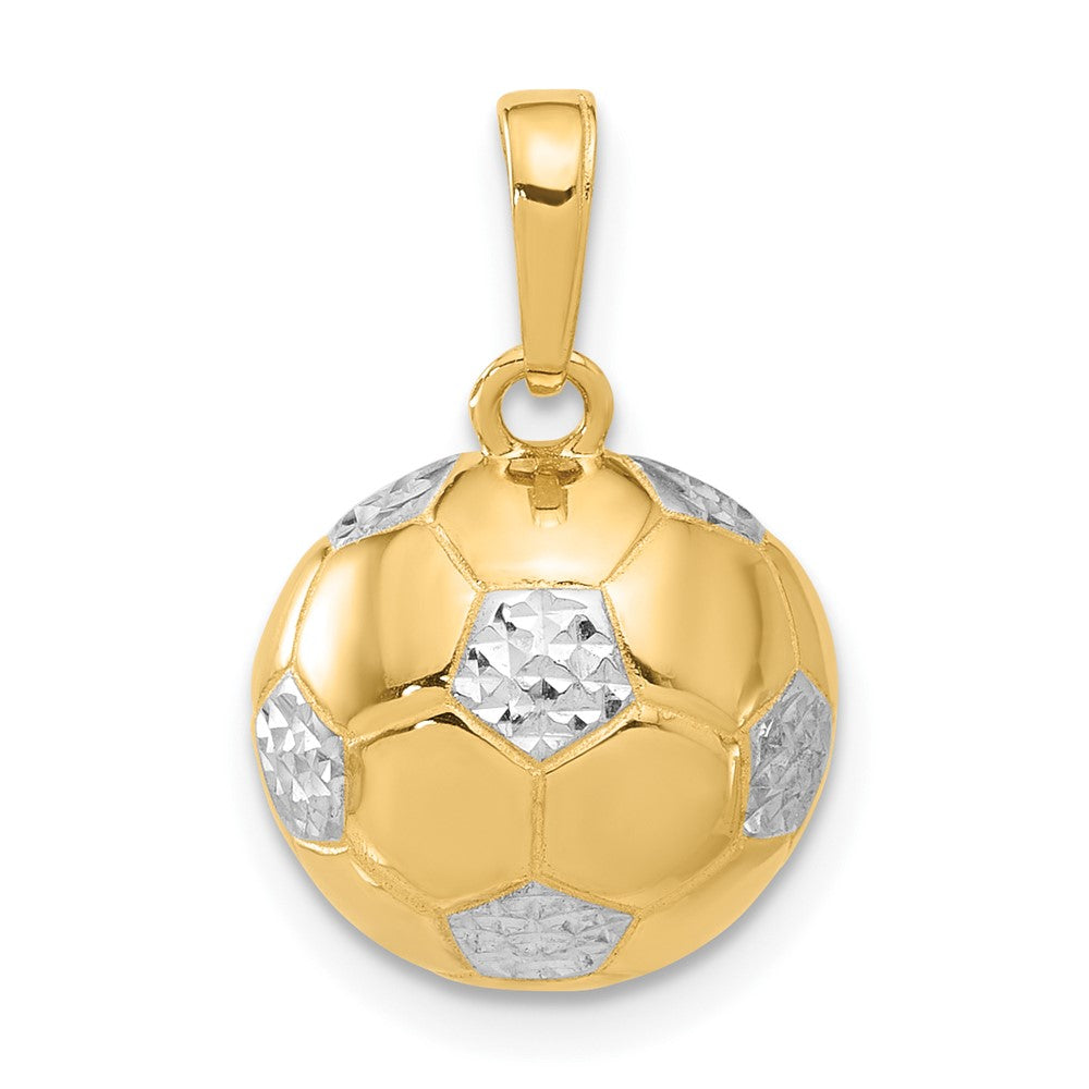 14k Yellow & Rhodium 12.75 mm  D/C Soccer Ball Pendant (2.49 grams)