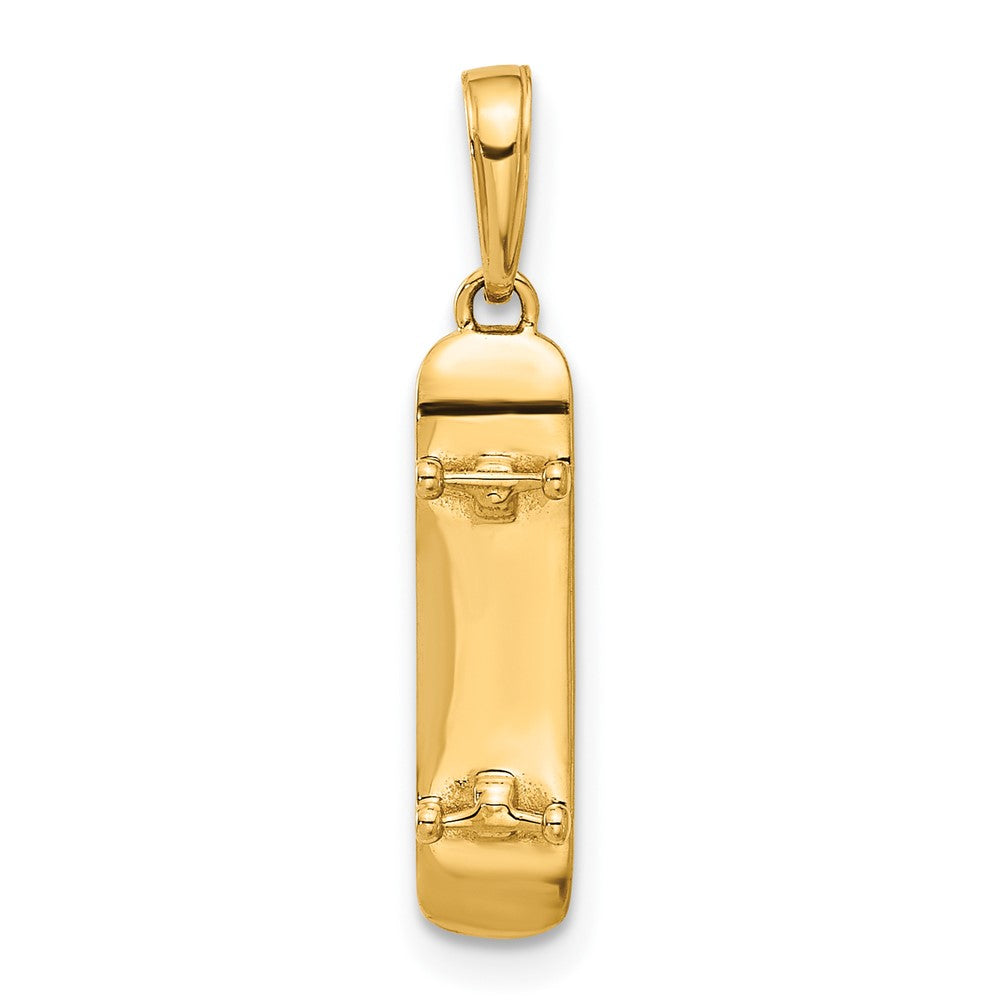 14k Yellow & Rhodium 4.6 mm  D/C Skateboard Pendant (1.18 grams)