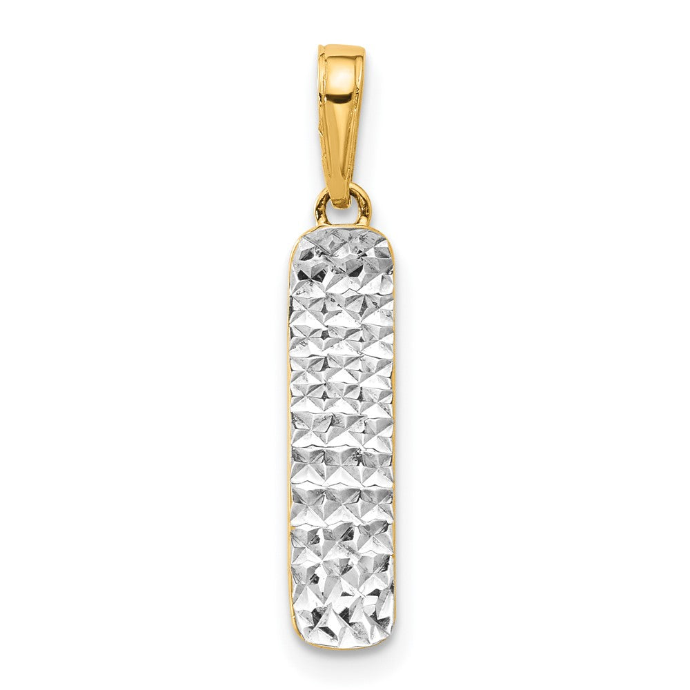 14k Yellow & Rhodium 4.6 mm  D/C Skateboard Pendant (1.18 grams)