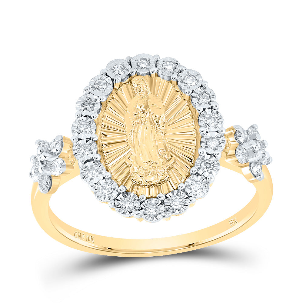 1/4Ctw-Diamond Virgin Mother Mary Oval Ladies Ring (3.21 grams)