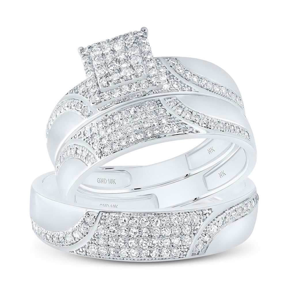 3/4Ctw-Diamond Square Trio Set (4.63 grams)