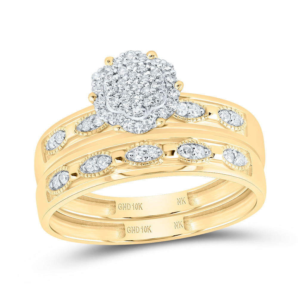 1/4Ctw-Diamond Flower Trio Set (4.06 grams)