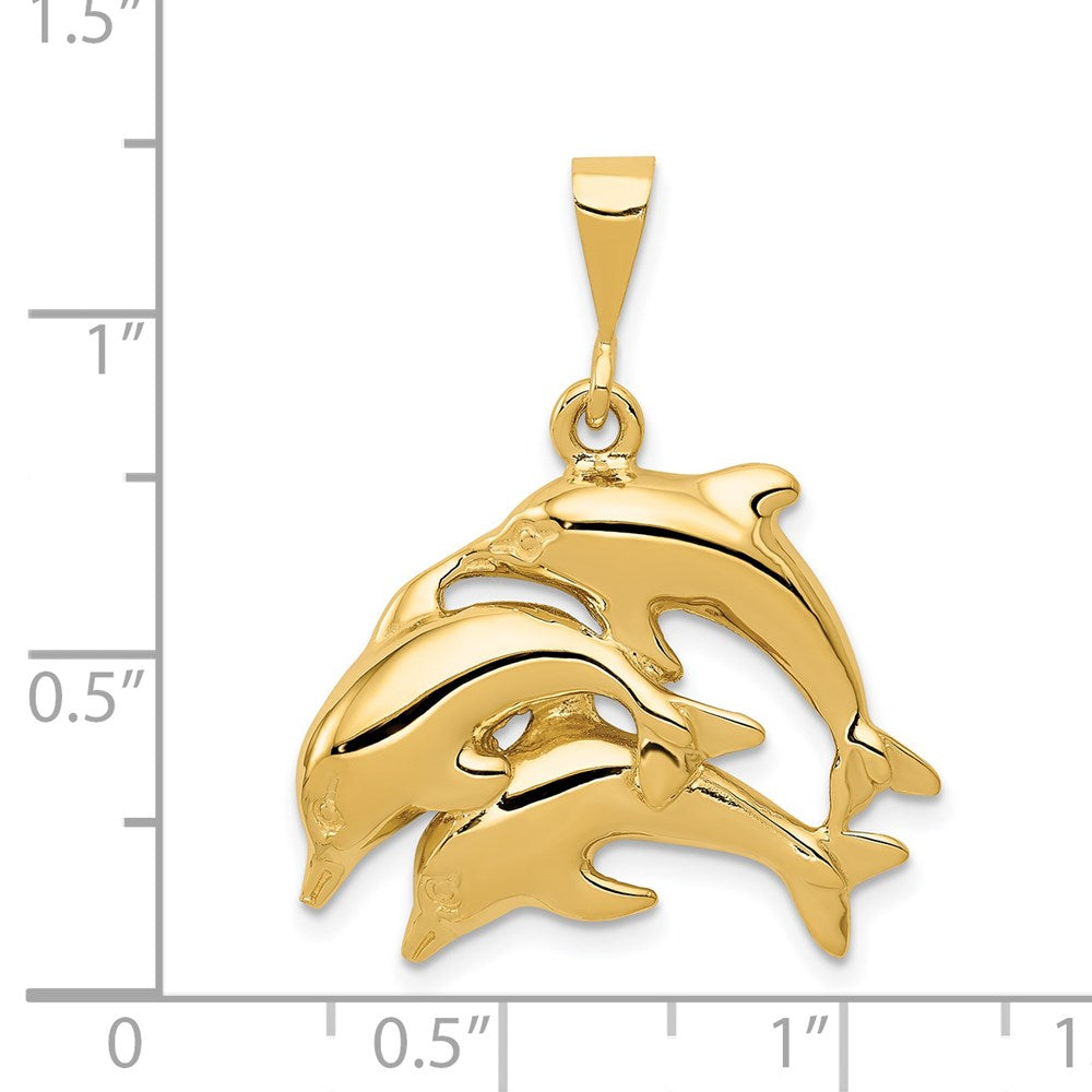 14k Yellow Gold 23 mm Dolphin Charm (3.19 grams)