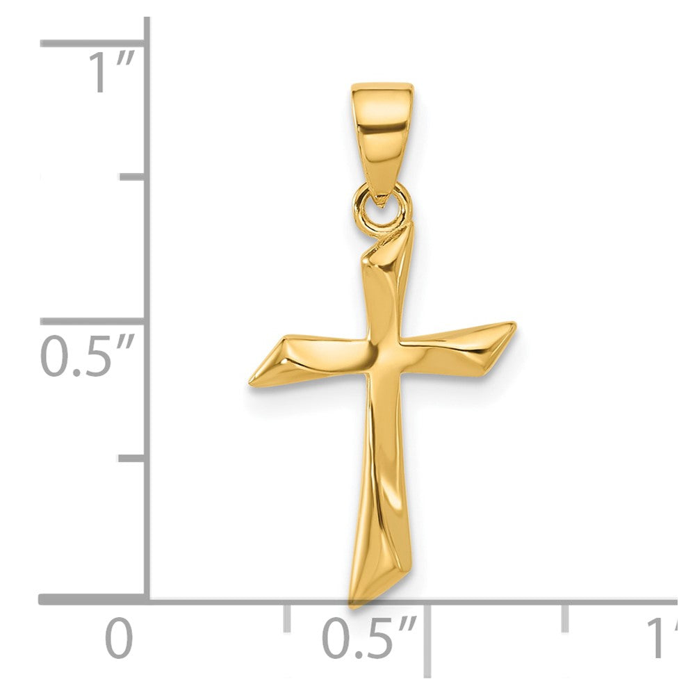 14k Yellow Gold 12.4 mm Polished Cross Pendant (0.63 grams)