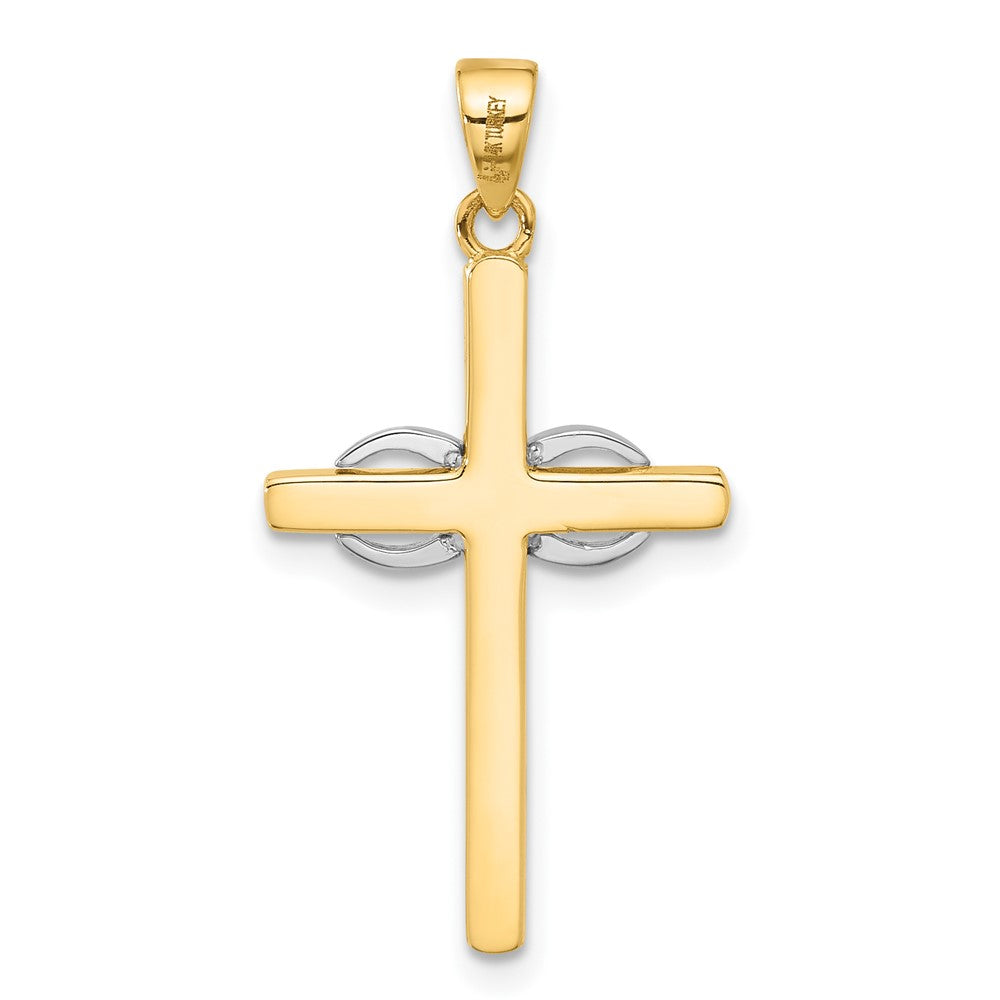14k Two-tone 16.2 mm Two-tone Polished Infinity Cross Pendant (1.46 grams)