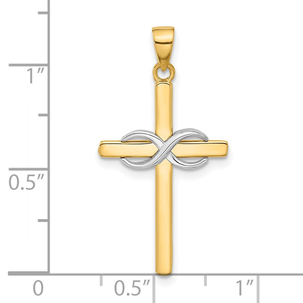 14k Two-tone 16.2 mm Two-tone Polished Infinity Cross Pendant (1.46 grams)
