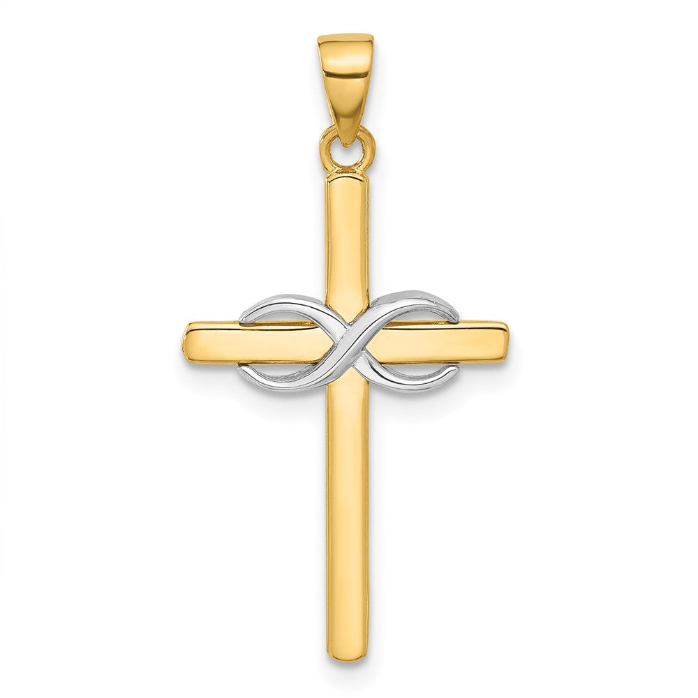 14k Two-tone 16.2 mm Two-tone Polished Infinity Cross Pendant