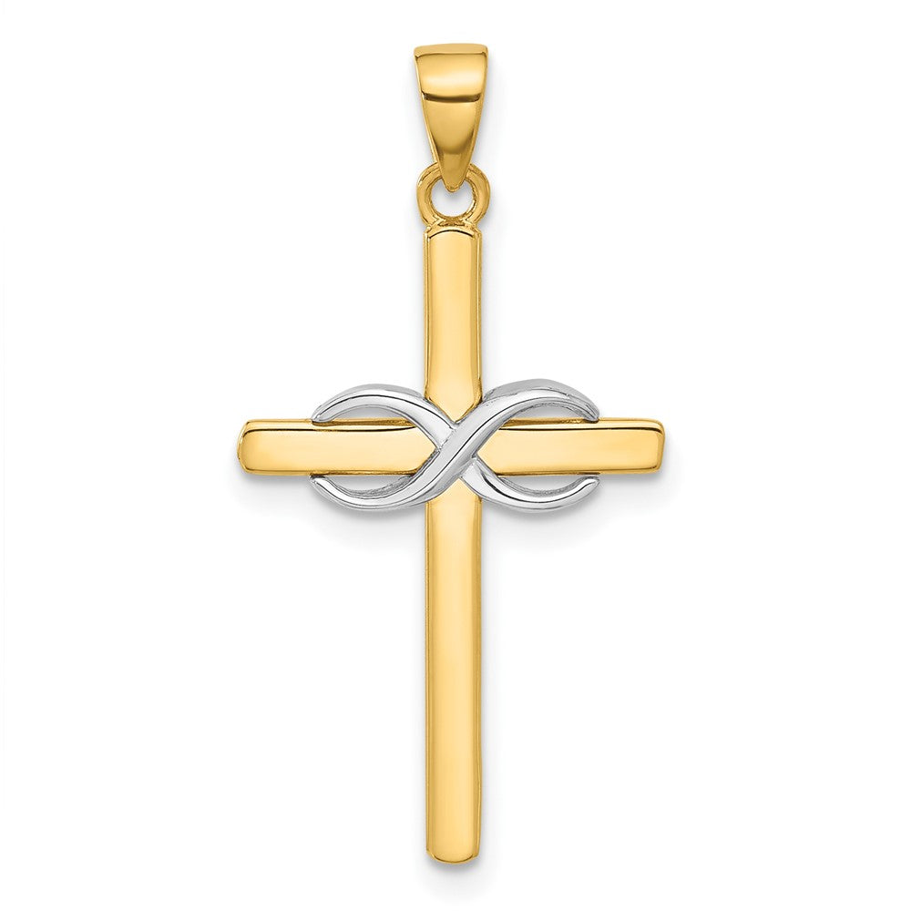 14k Two-tone 16.2 mm Two-tone Polished Infinity Cross Pendant (1.46 grams)
