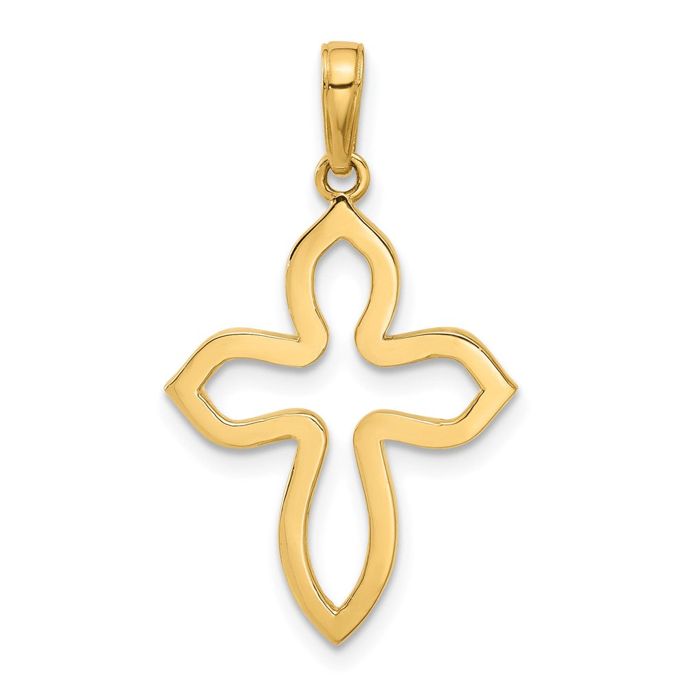 14k Yellow & Rhodium 18 mm  D/C Pointed Cross Pendant (2.19 grams)