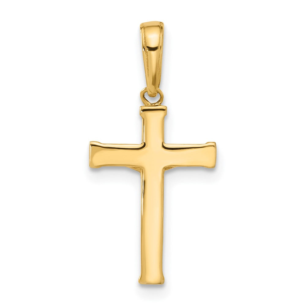 14k Yellow & Rhodium 11.7 mm  D/C Jesus Crucifix Cross Pendant (0.78 grams)