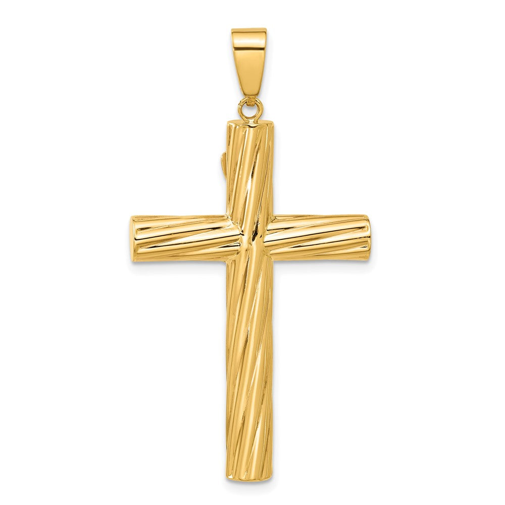 14k Yellow Gold 26.2 mm Polished and Textured Jesus Crucifix Pendant (2.87 grams)