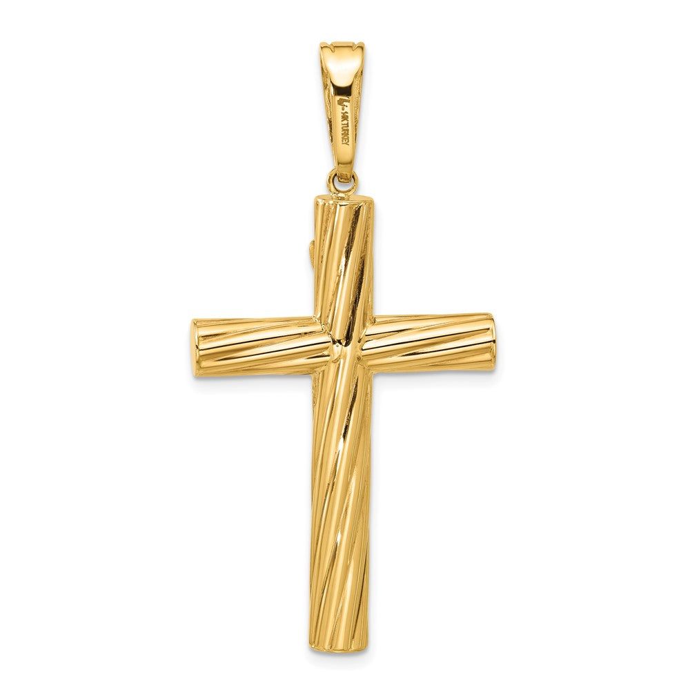 14k Yellow Gold 26.2 mm Polished and Textured Jesus Crucifix Pendant (3.43 grams)