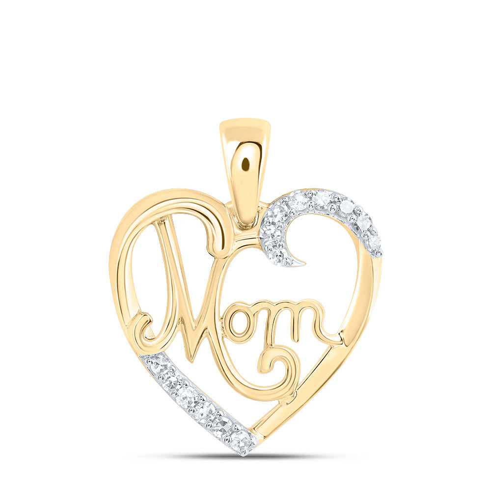1/12Ctw-Nat Dia Nk Gift Mom Heart Pendant (0.828 grams)