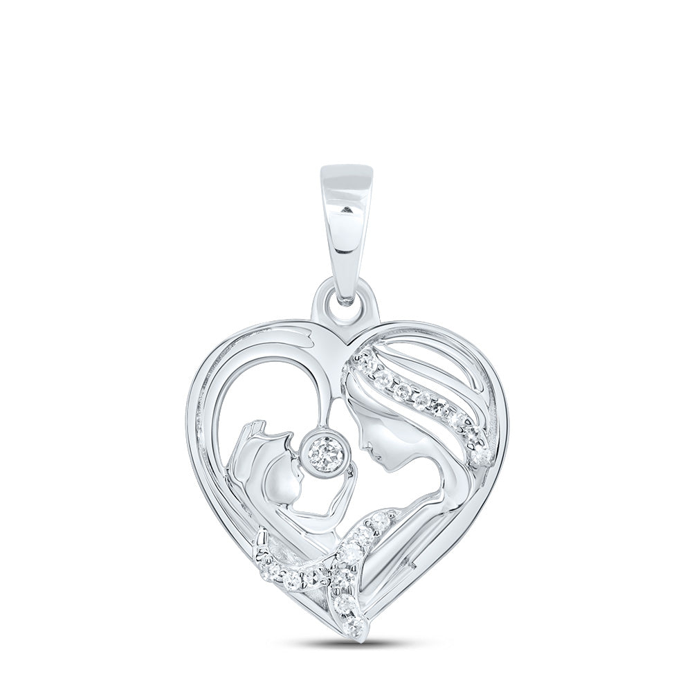 1/20Ctw-Nat Dia P1 Gift Mom Heart Pendant (0.82 grams)