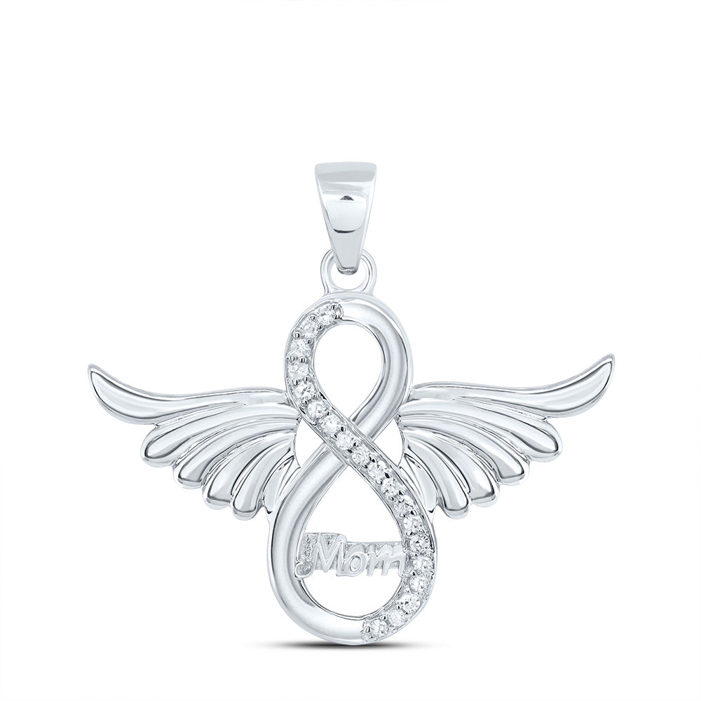 1/20Ctw-Dia P1 Gift "Mom" Infinity Wings Pendant (1.58 grams)