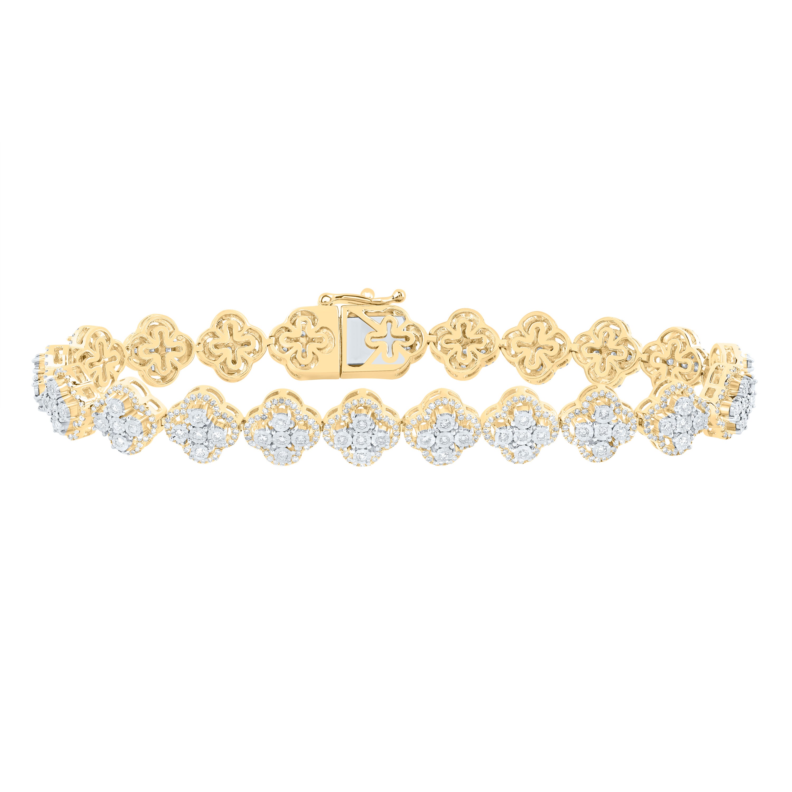 1 7/8Ctw-Nat Dia Nk Clover Ladies Bracelet (7 Inch) (15.965 grams)