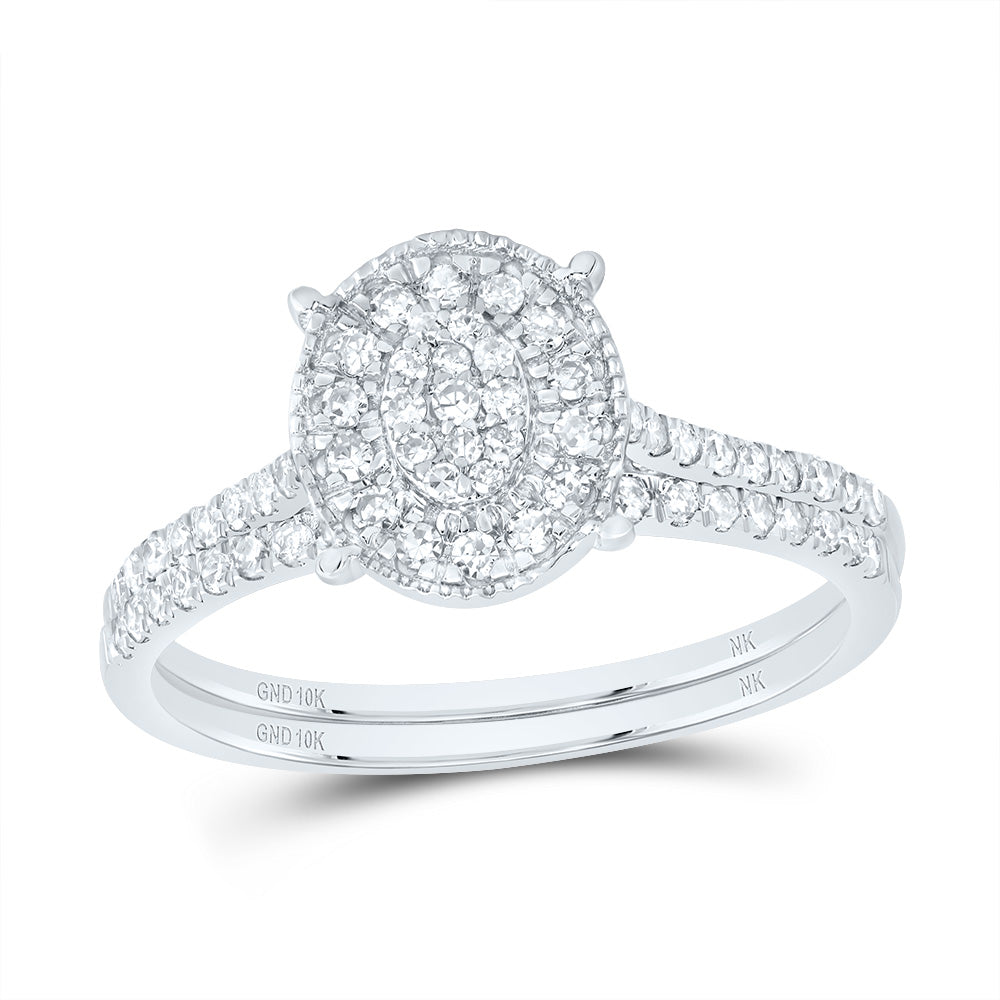 3/8Ctw-Dia Nk Oval Single Halo Bridal Set  (1.95 grams)