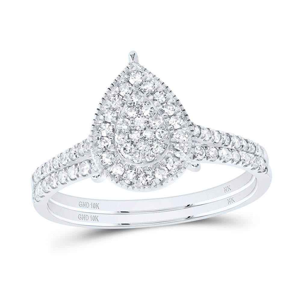 3/8Ctw-Dia Nk Pear Single Halo Bridal Set  (2.05 grams)