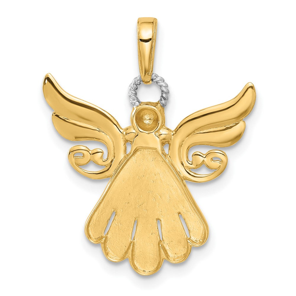 14k Yellow & Rhodium 21.6 mm  D/C Angel Pendant (2.26 grams)