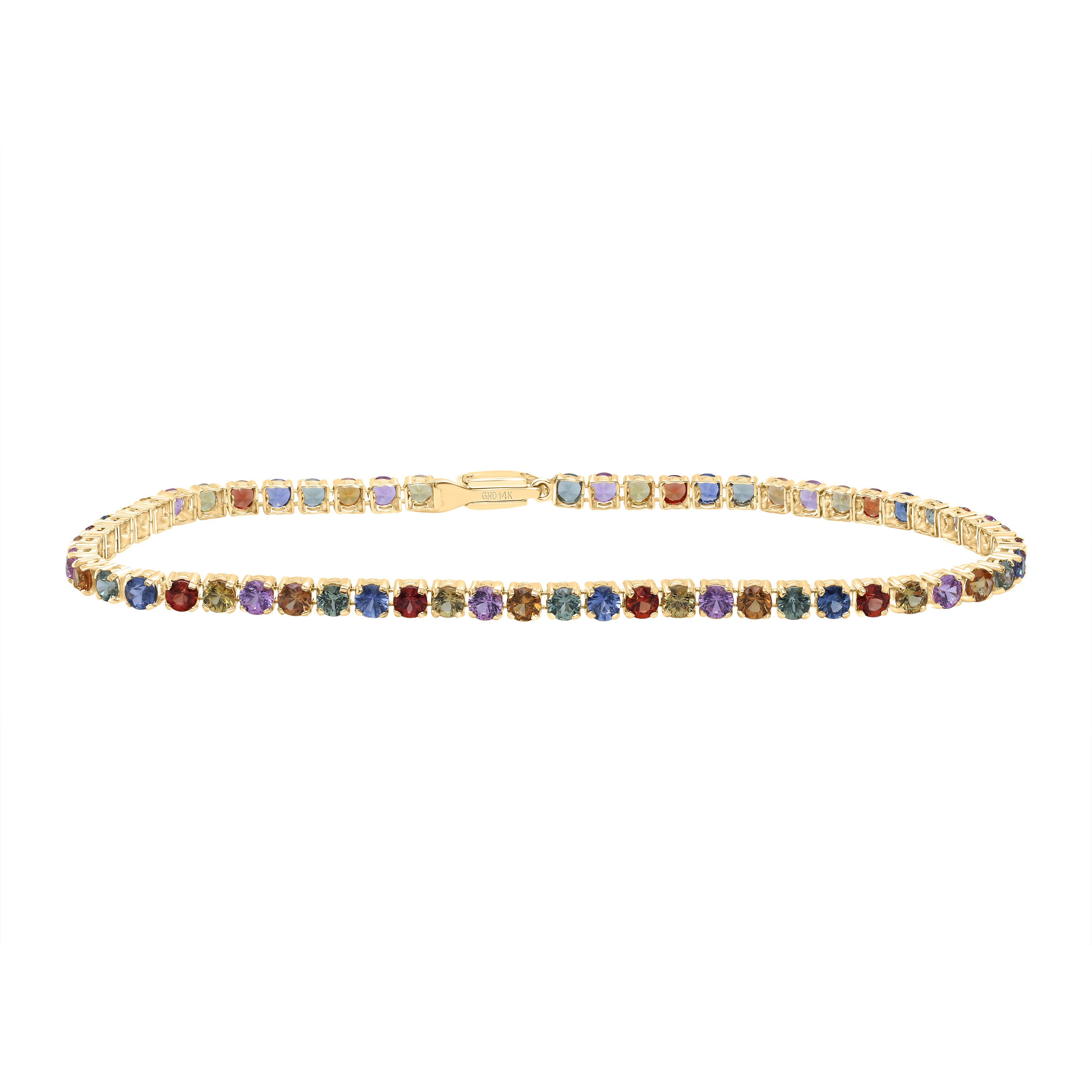 6 Ctw Rd-Nat Gem Multi Clr Sapphire Tennis Bracelet (7 Inch) (3.007133 grams)