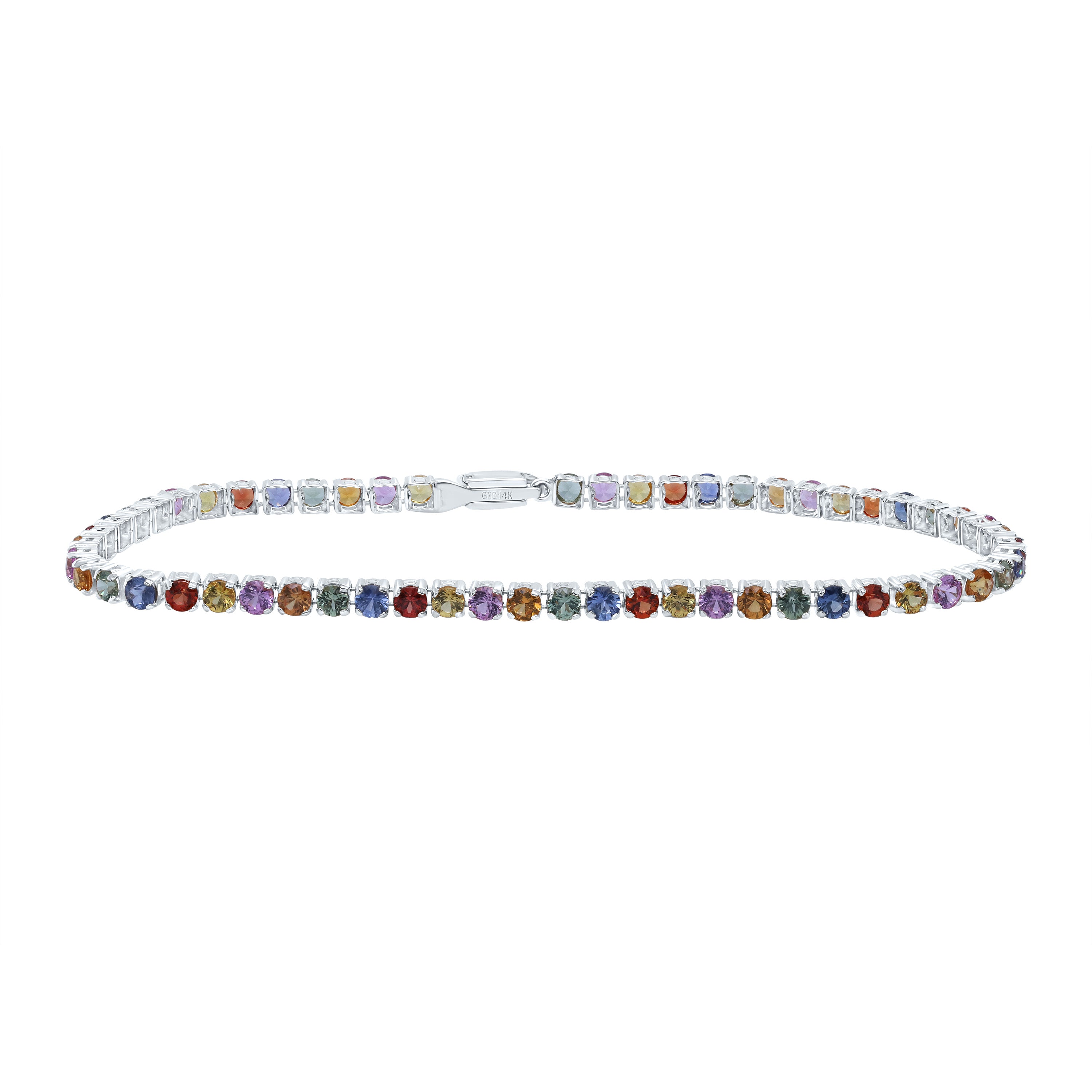 6 Ctw Rd-Nat Gem Multi Clr Sapphire Tennis Bracelet (7 Inch) (3.338 grams)