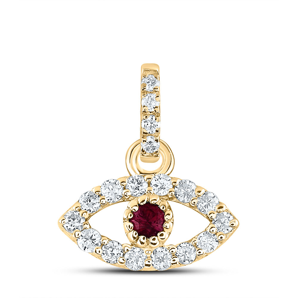1/12Ctw-Nat Dia Ana M 1.7Mm Rd-Ruby Nat Gem Eye Pendant (0.46 grams)