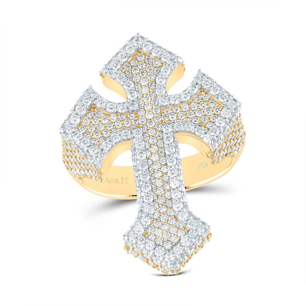 3 3/4Ctw Nat Dia Am Cross Mens  Ring (14.88 grams)