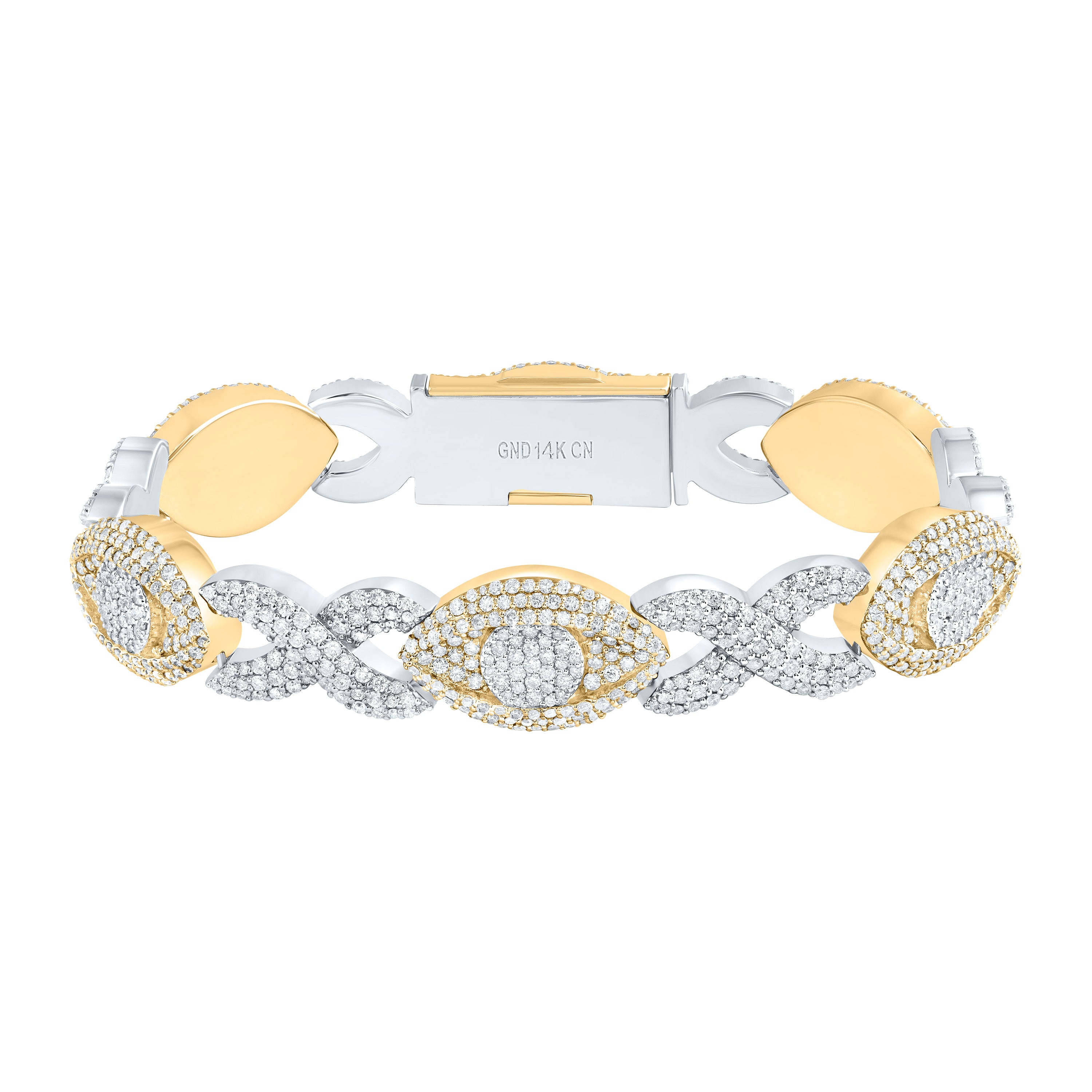 11 Ctw Nat Diamond Mens Bracelelt (8.50 Inch) (76.633 grams)