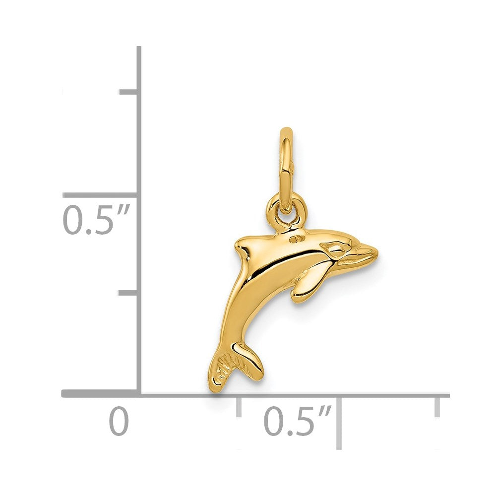 14k Yellow Gold 13 mm Dolphin Pendant (0.52 grams)